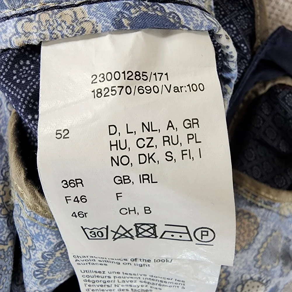 Bruhl Bros.® Nizza Stretch Cotton Trousers Mens 36x33.5 Navy Blue German Made